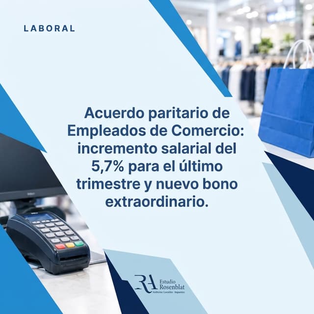 Acuerdo paritario de Empleados de Comercio: incremento salarial del 5,7% para el último trimestre y nuevo bono extraordinario